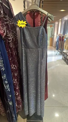 銀色亮片單肩晚禮服